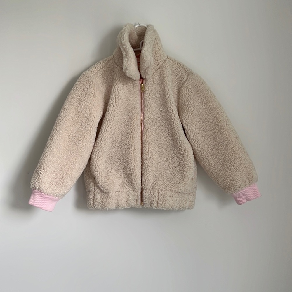 Crew Cuts Everyday | Wool Fuzzy Kids Coat | Cream & Pink | Winter Coat | Girls